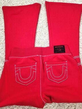 NEW True Religion Pull-On Flare Jeans Red Anniversary Small